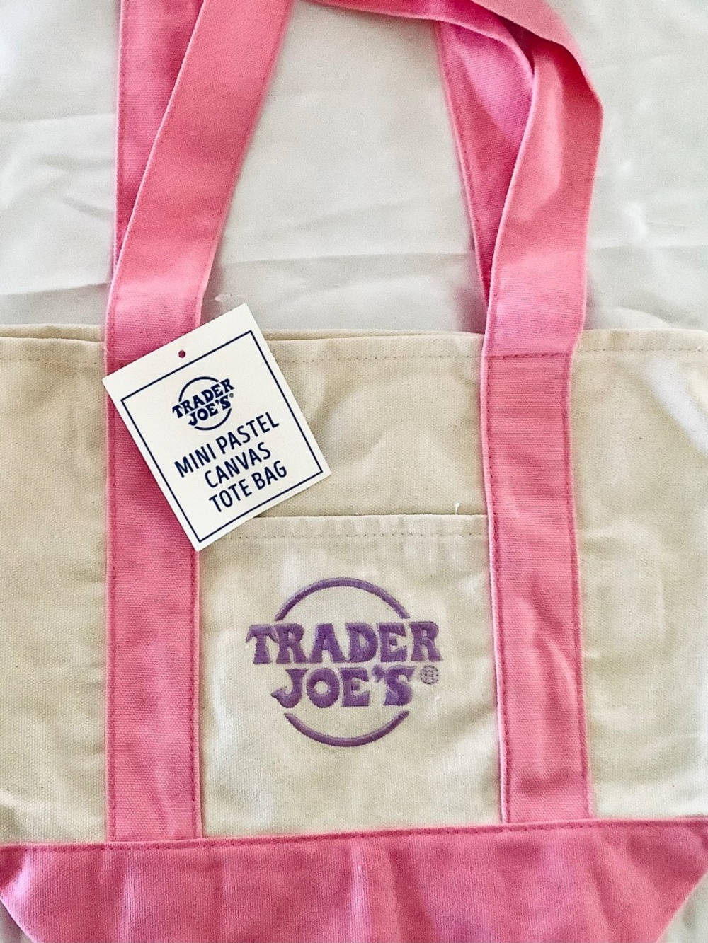Pastel Pink Trader Joe’s mini tote bags